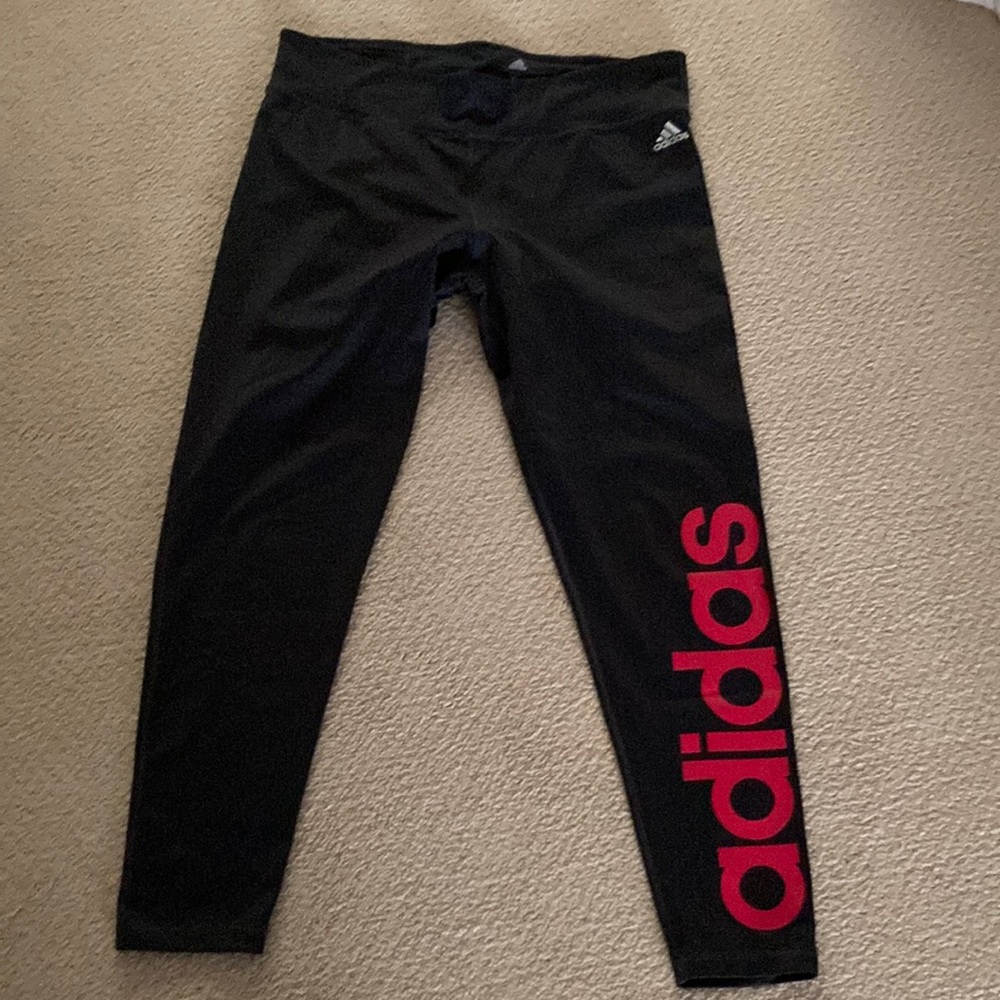 Adidas Dark Grey climalite Leggings with Red Branding